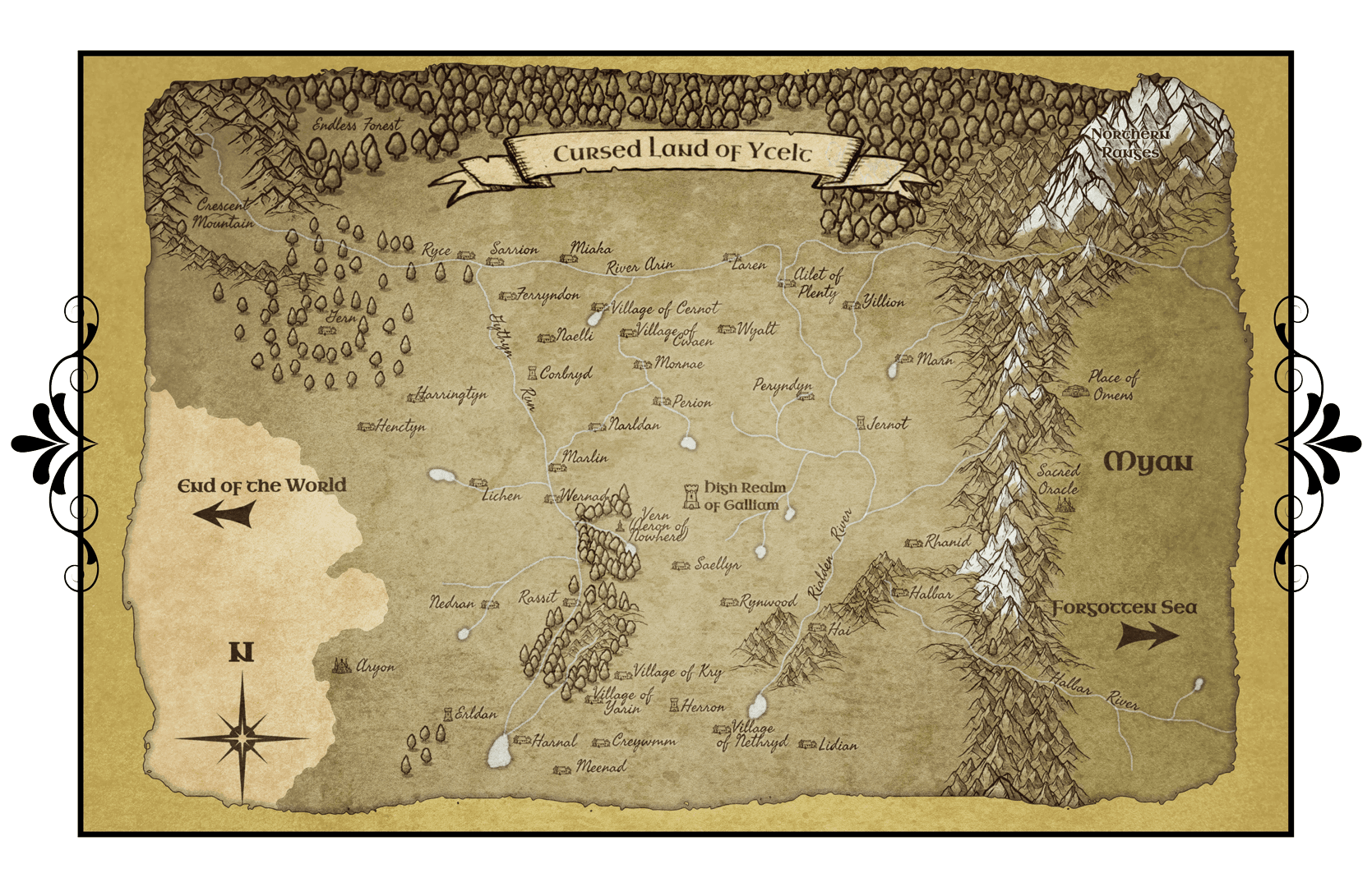 Map of the Cursed Land of Ycelt