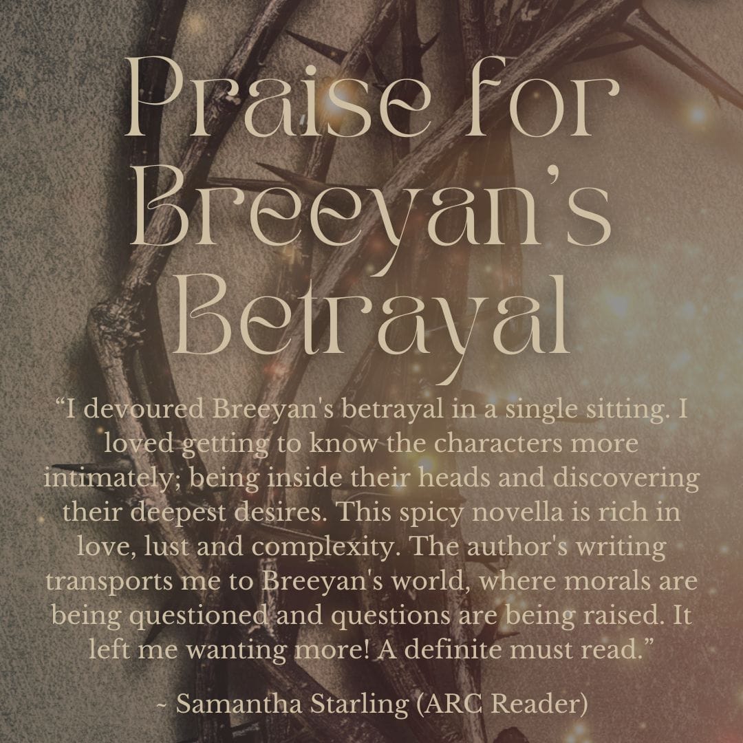 Breyans Betrayal review SS Praise for Ella's Dominion - “Ella’s Dominion is a novel that grabbed me by the collar and dragged me under! Christine Priestly has created a visceral world and tangible characters, some of whom I can’t help but love to hate.</p>
<p>Her writing and language are elevated above what I’ve come to know as the industry standard, and therefore, I always found it effortless to sink my teeth into the story while staying on the edge of my seat.</p>
<p>I highly recommend Ella’s Dominion to dark fantasy lovers! You’ll be begging for more.</p>
<p>~ Imogen Reed (ARC Reader)